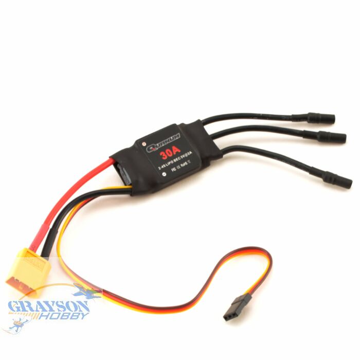 DYS Quanum 30Amp Brushless ESC for Airplanes with connectors | Grayson Hobby