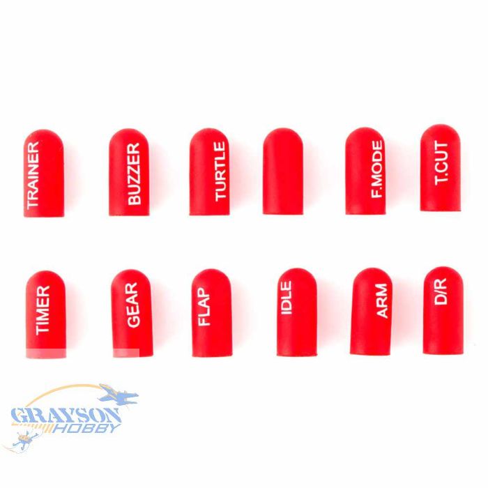 RadioMaster 12pcs Labeled Silicon Switch Cover Set - Red